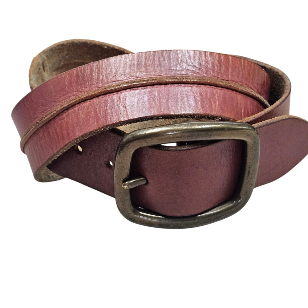 Lucky Brand Rugged Leather Belt‎ Brown 90s Y2K Brass Buckle Western Heavy 36